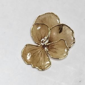 [Stunning Real Orchid] Gold plated Encased/ Laquer Dipped Brooch &/or Pendant